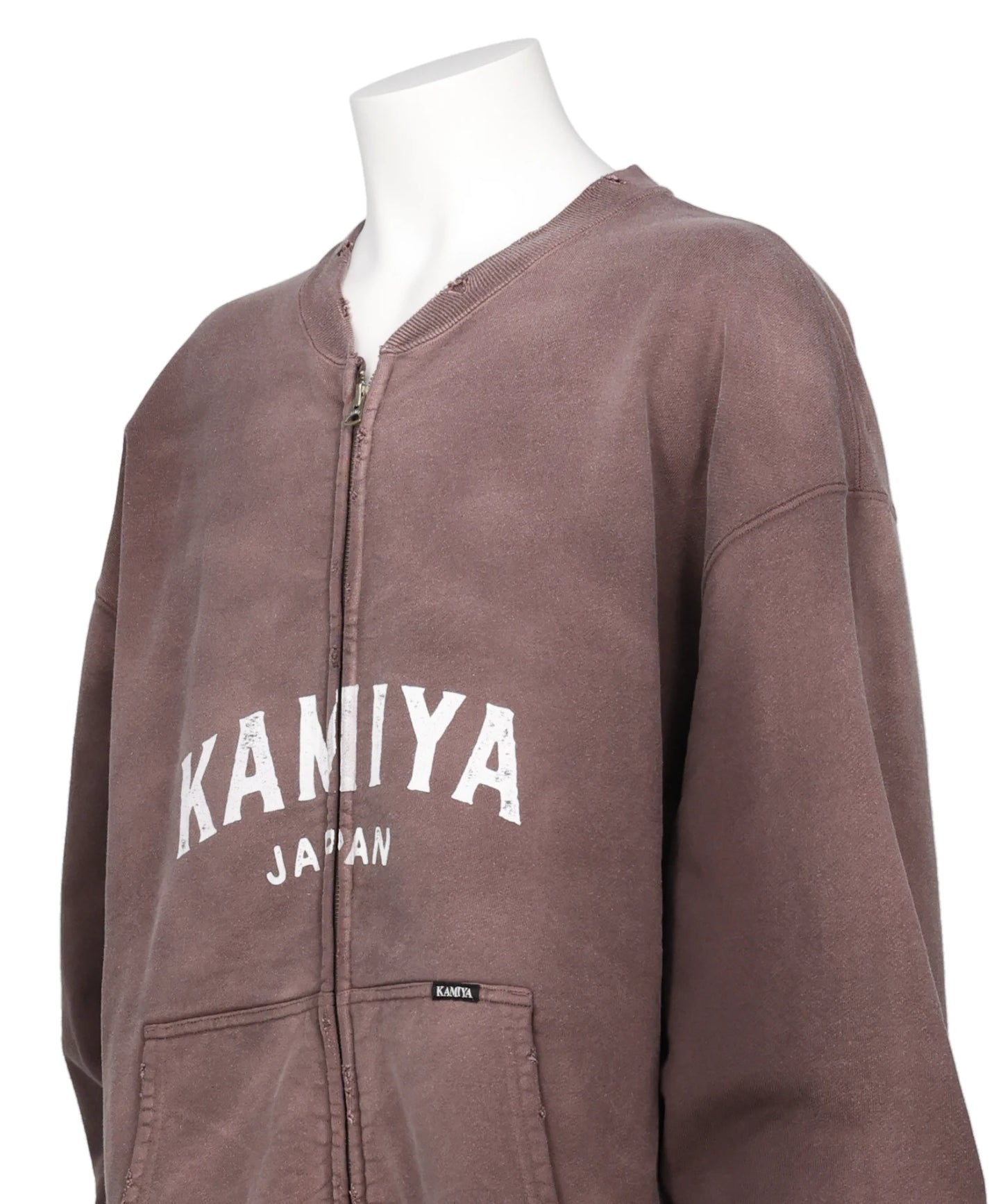 “KAMIYA LOGO” DISTRESSED ZIPSWEAT JACKET
