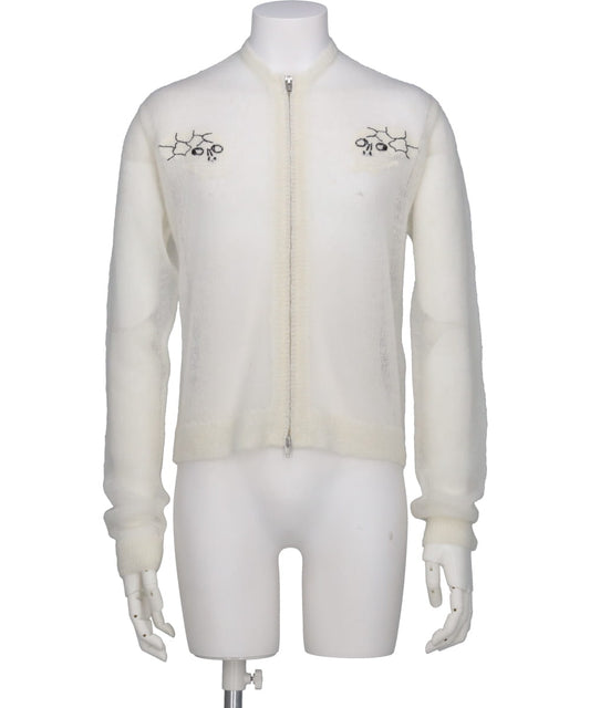 "SKUL" MOHAIR SHORT ZIP UP CARDIGAN