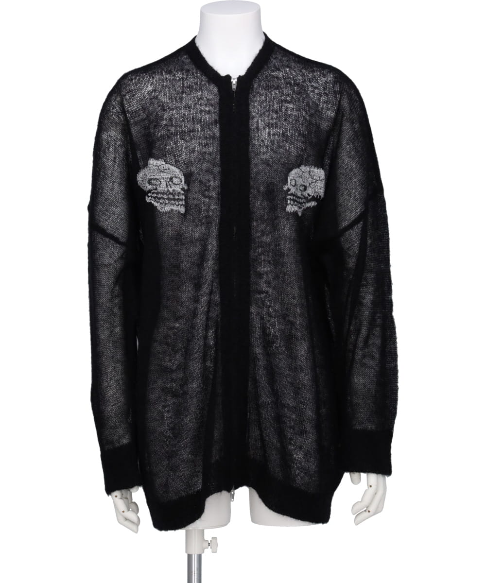"SKUL" MOHAIR ZIP UP CARDIGAN