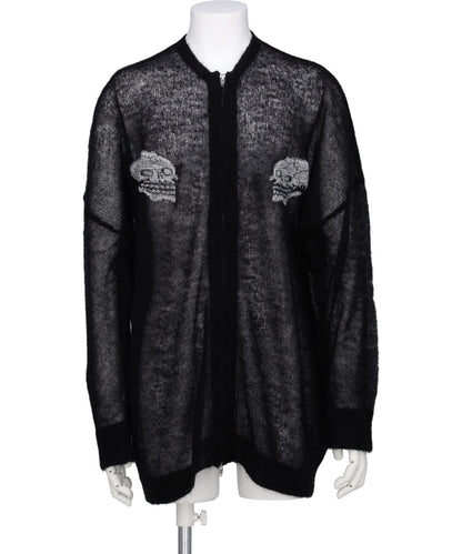"SKUL" MOHAIR ZIP UP CARDIGAN