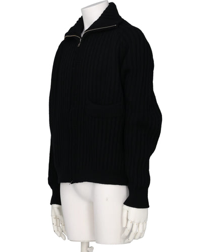 WIDE RIB HIGHNECK ZIP CARDIGAN