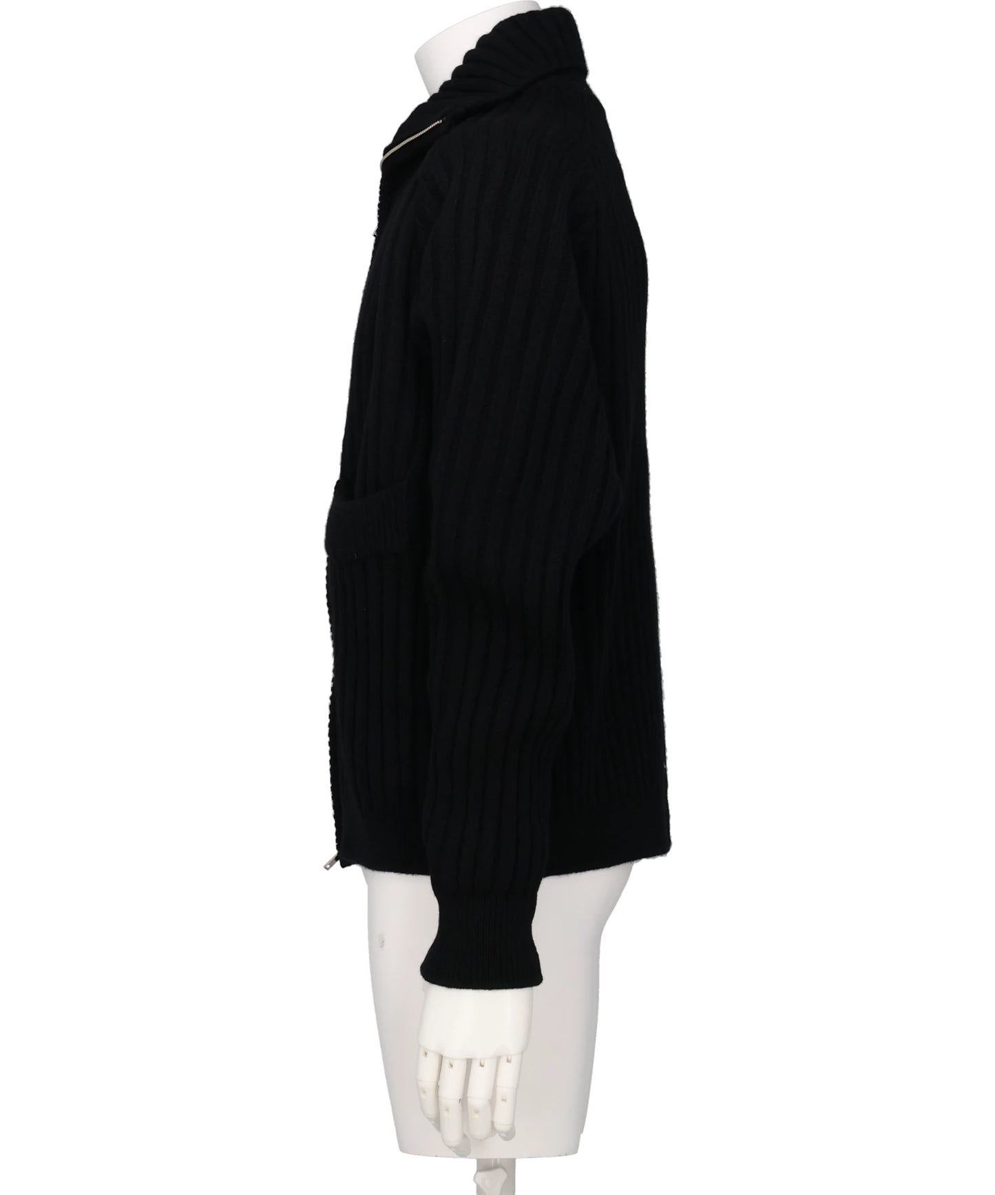 WIDE RIB HIGHNECK ZIP CARDIGAN