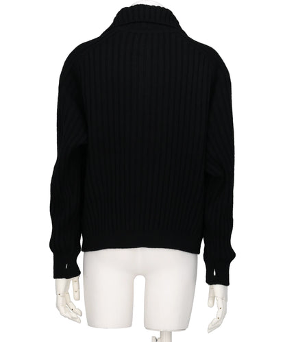 WIDE RIB HIGHNECK ZIP CARDIGAN