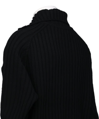 WIDE RIB HIGHNECK ZIP CARDIGAN