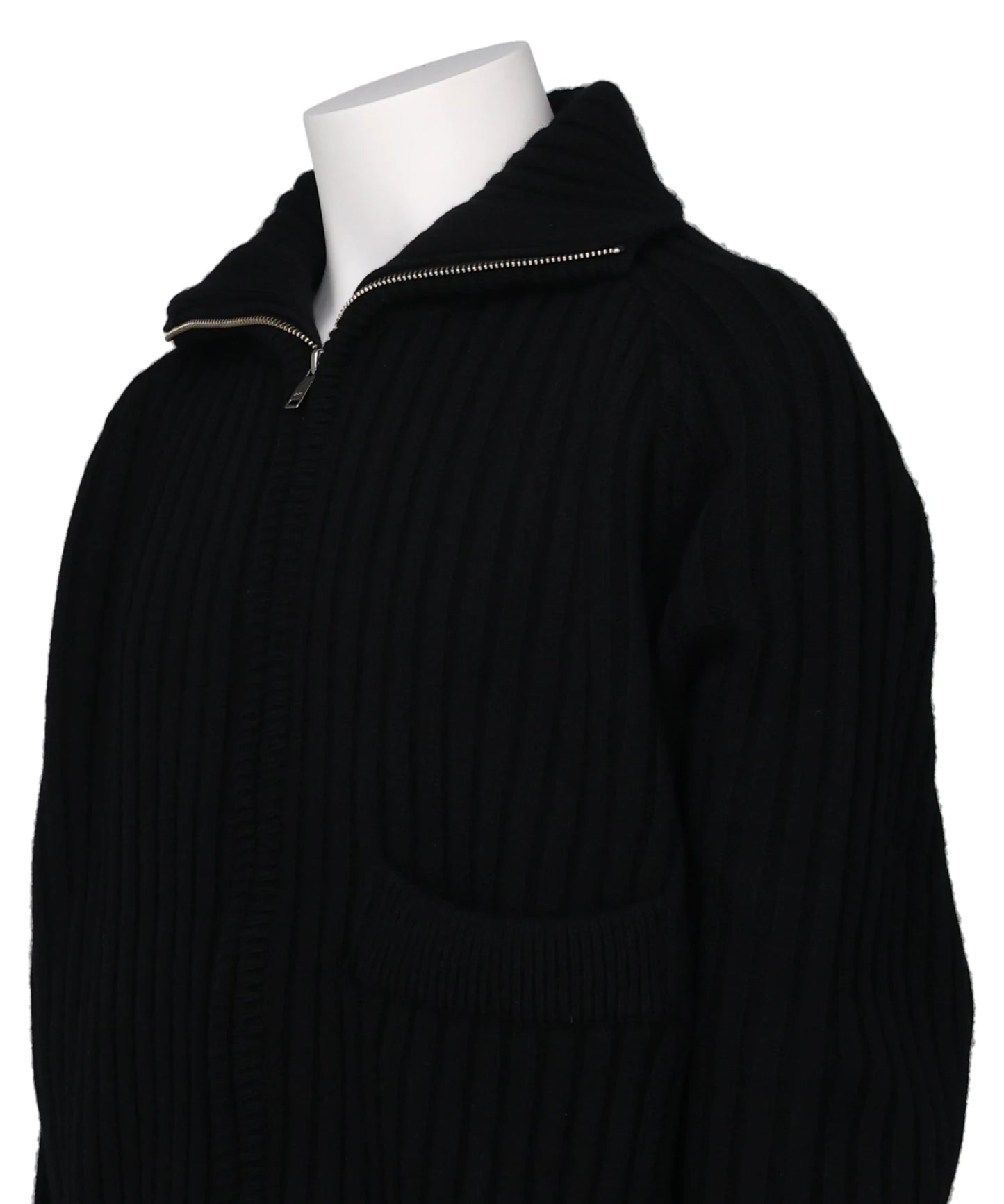 WIDE RIB HIGHNECK ZIP CARDIGAN