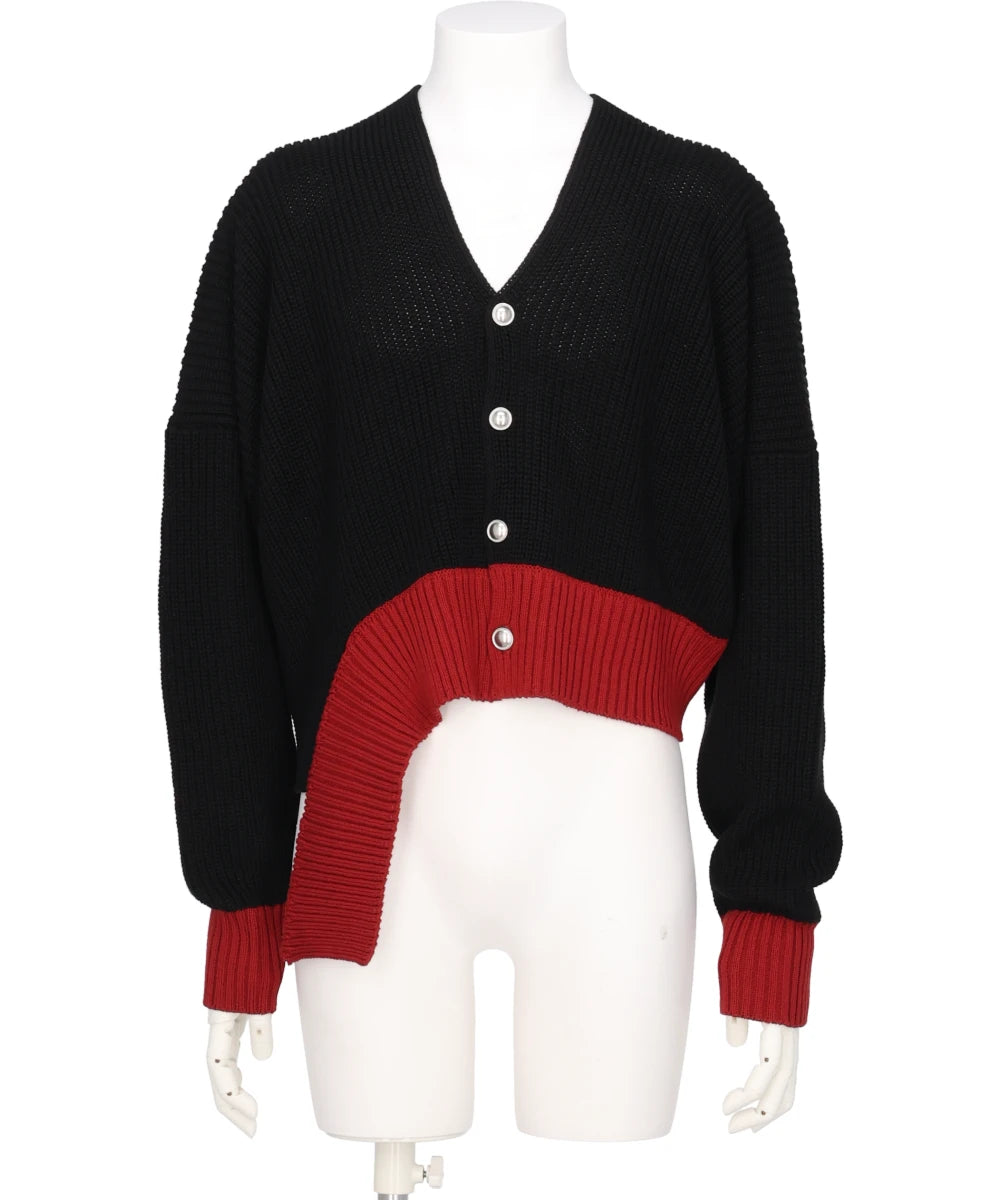 MIDWEST EXCLUSIVE BROKEN CARDIGAN BLACK×RED