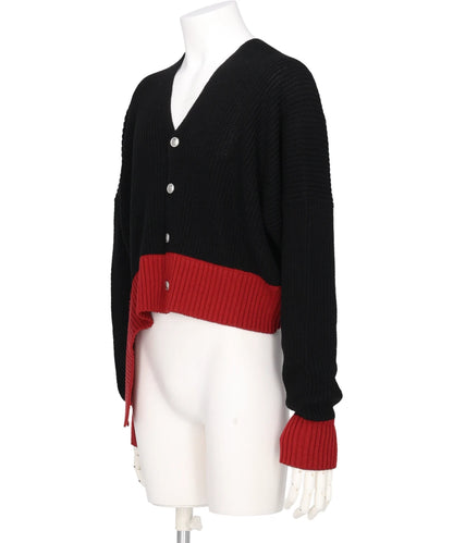 MIDWEST EXCLUSIVE BROKEN CARDIGAN BLACK×RED