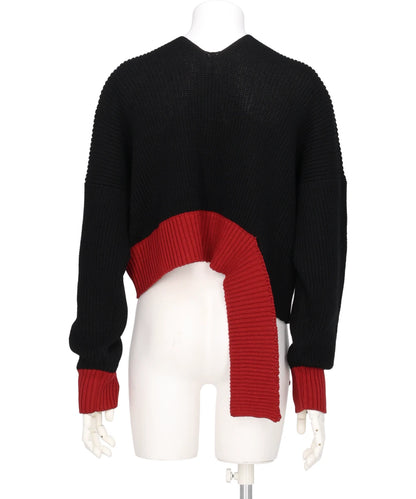 MIDWEST EXCLUSIVE BROKEN CARDIGAN BLACK×RED