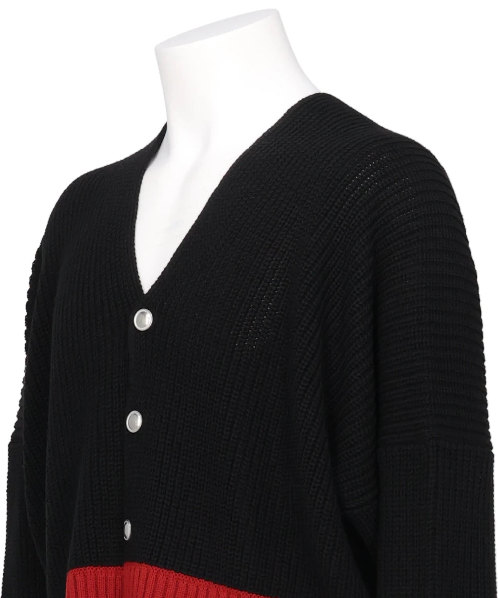 MIDWEST EXCLUSIVE BROKEN CARDIGAN BLACK×RED
