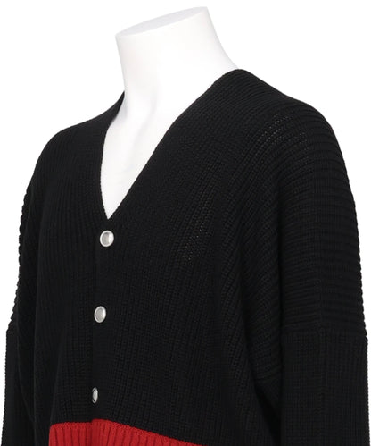 MIDWEST EXCLUSIVE BROKEN CARDIGAN BLACK×RED
