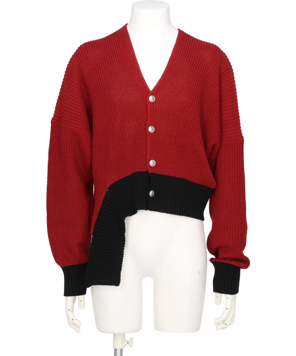 MIDWEST EXCLUSIVE BROKEN CARDIGAN RED×BLACK