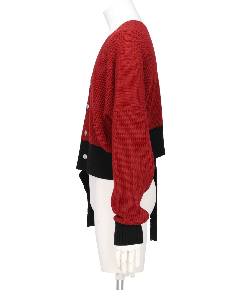 MIDWEST EXCLUSIVE BROKEN CARDIGAN RED×BLACK