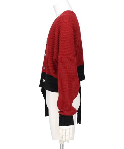 MIDWEST EXCLUSIVE BROKEN CARDIGAN RED×BLACK