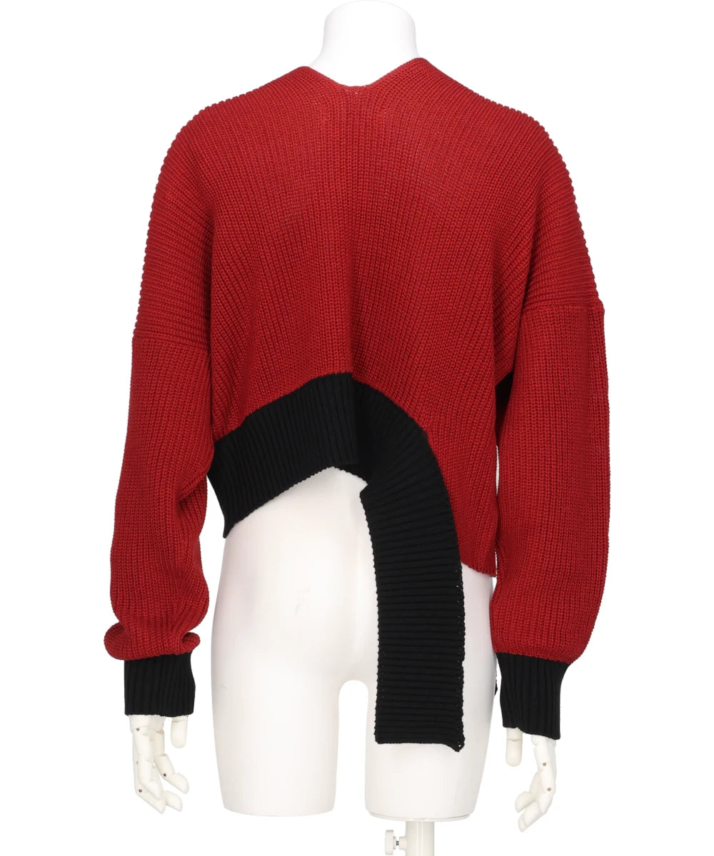 MIDWEST EXCLUSIVE BROKEN CARDIGAN RED×BLACK