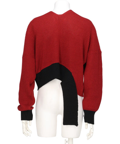 MIDWEST EXCLUSIVE BROKEN CARDIGAN RED×BLACK