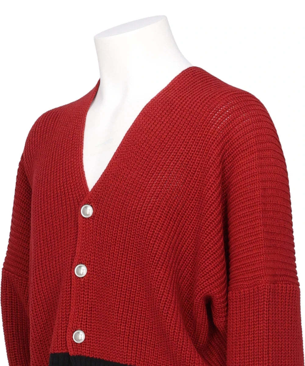 MIDWEST EXCLUSIVE BROKEN CARDIGAN RED×BLACK