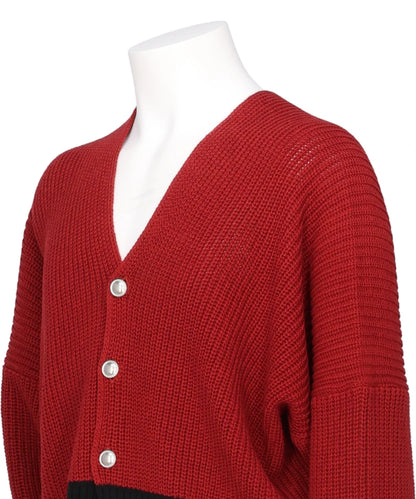 MIDWEST EXCLUSIVE BROKEN CARDIGAN RED×BLACK