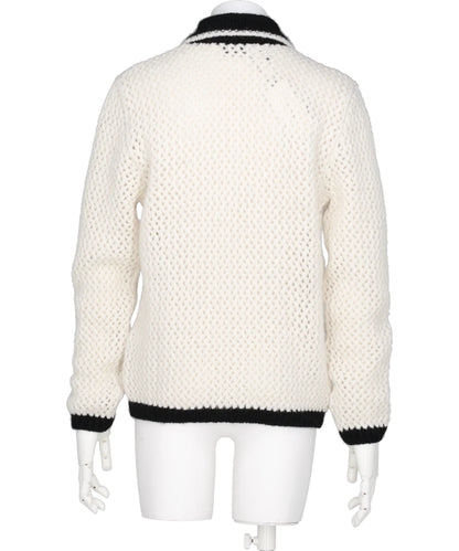 CROCHET CONTRAST POCKET CARDIGAN