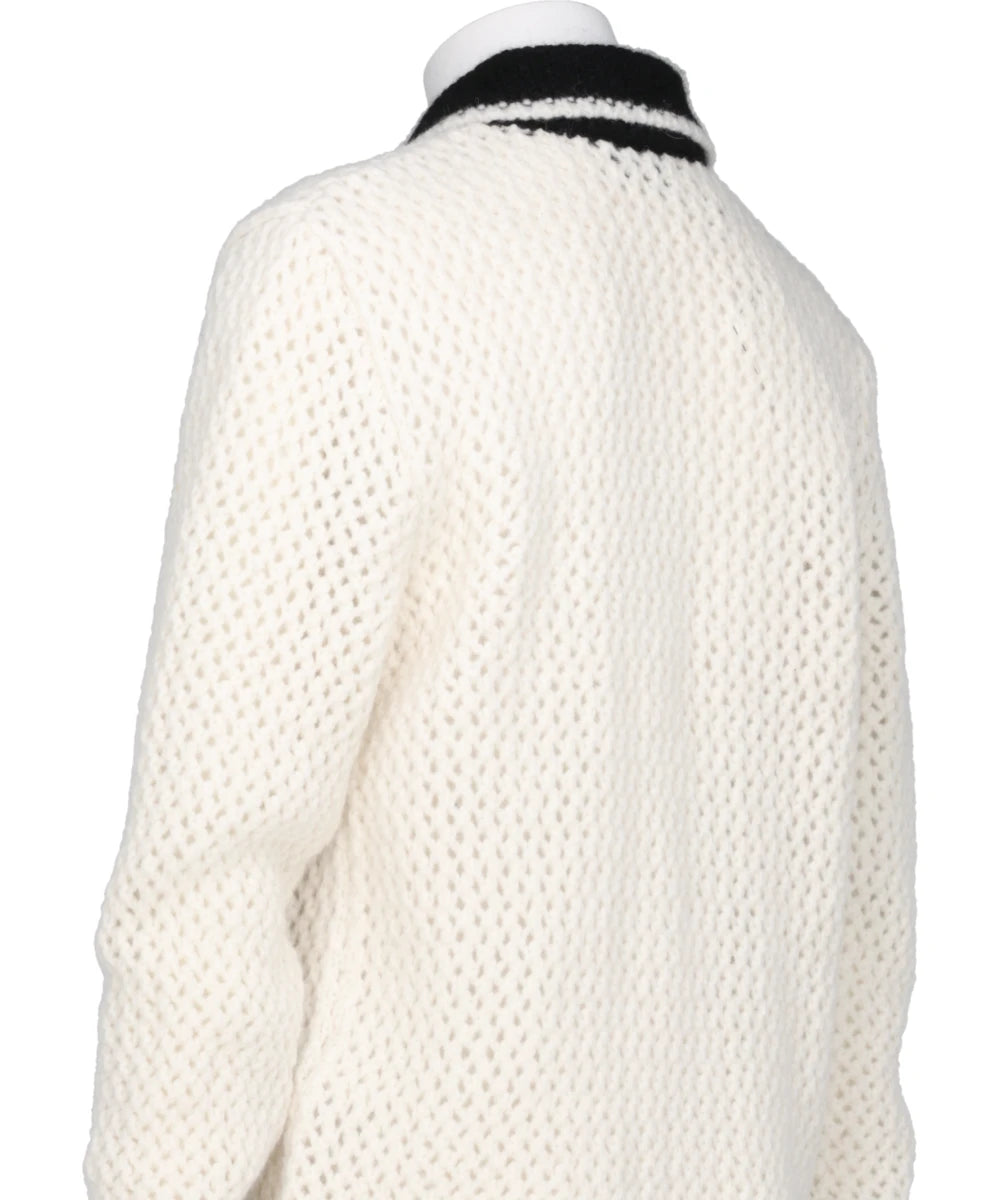 CROCHET CONTRAST POCKET CARDIGAN