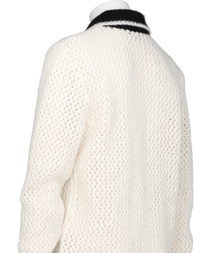 CROCHET CONTRAST POCKET CARDIGAN