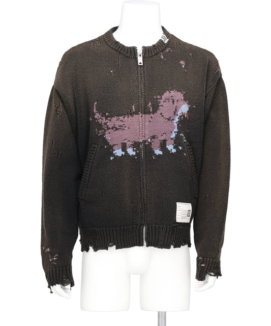 DOG JACQUARD KNIT CARDIGAN