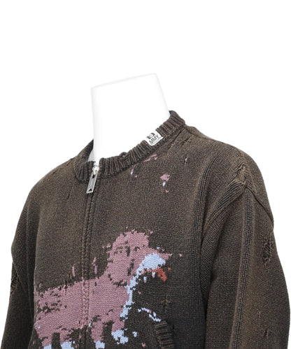 DOG JACQUARD KNIT CARDIGAN
