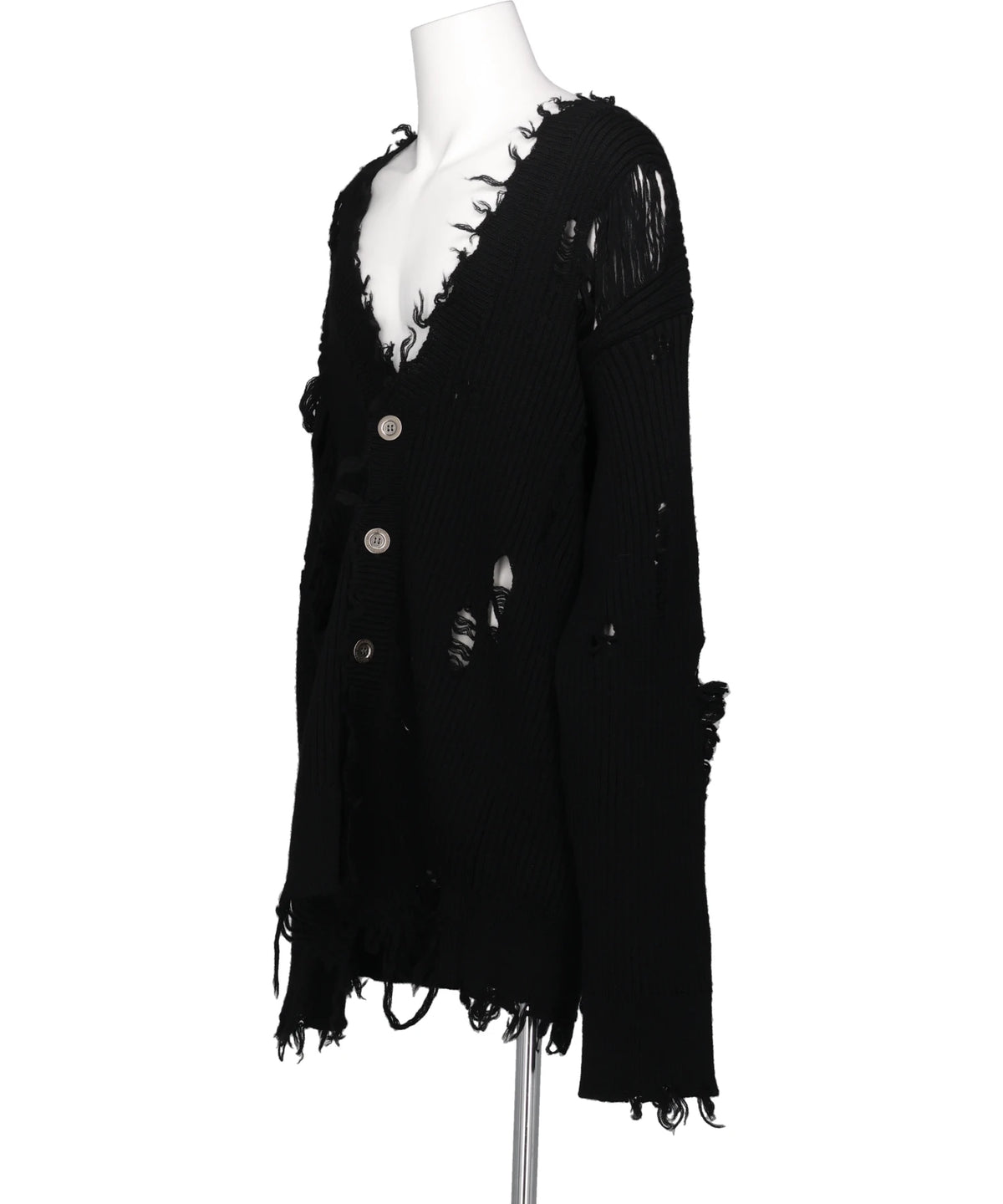 DAMAGED RIB KNIT CARDIGAN