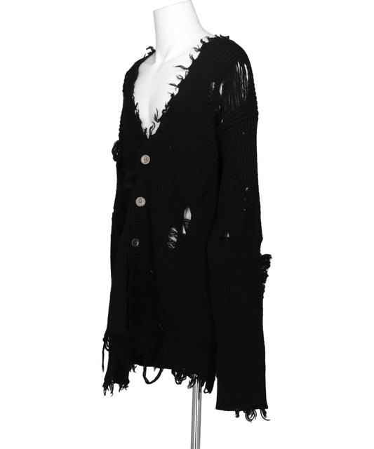 DAMAGED RIB KNIT CARDIGAN