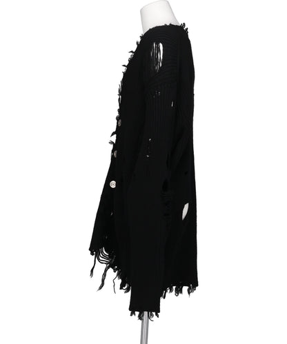 DAMAGED RIB KNIT CARDIGAN
