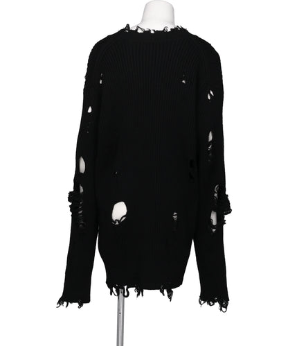 DAMAGED RIB KNIT CARDIGAN