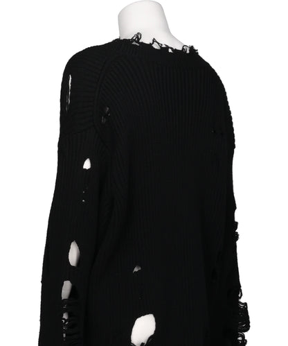 DAMAGED RIB KNIT CARDIGAN