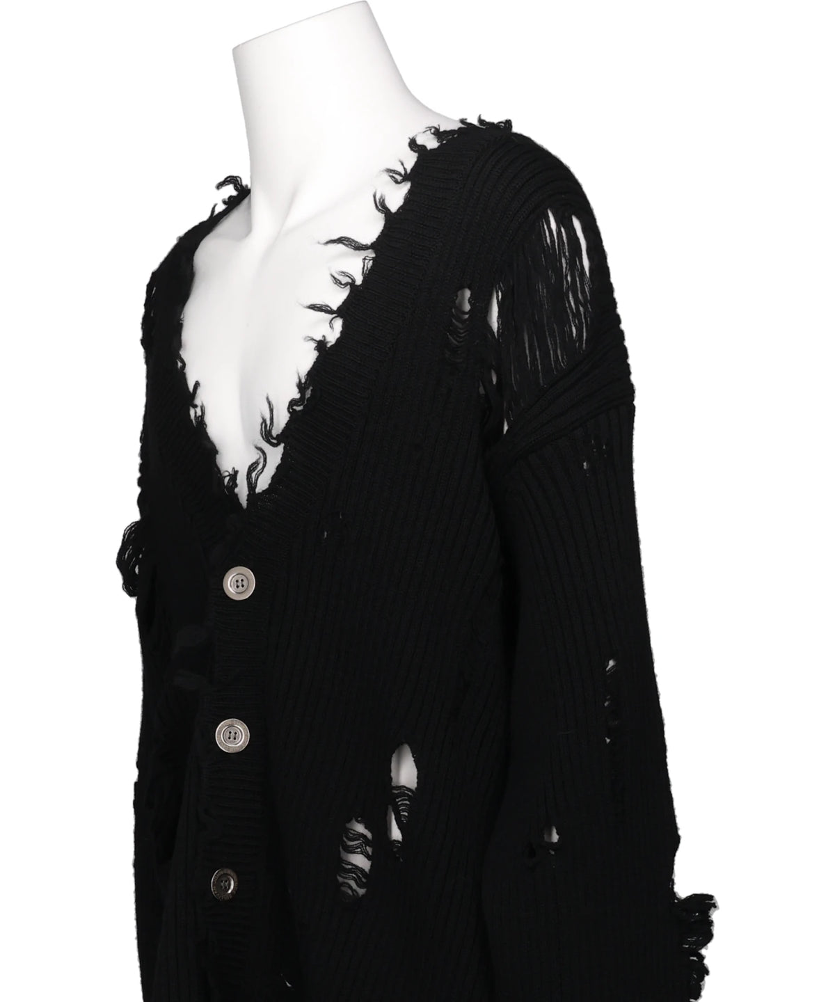 DAMAGED RIB KNIT CARDIGAN
