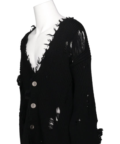 DAMAGED RIB KNIT CARDIGAN