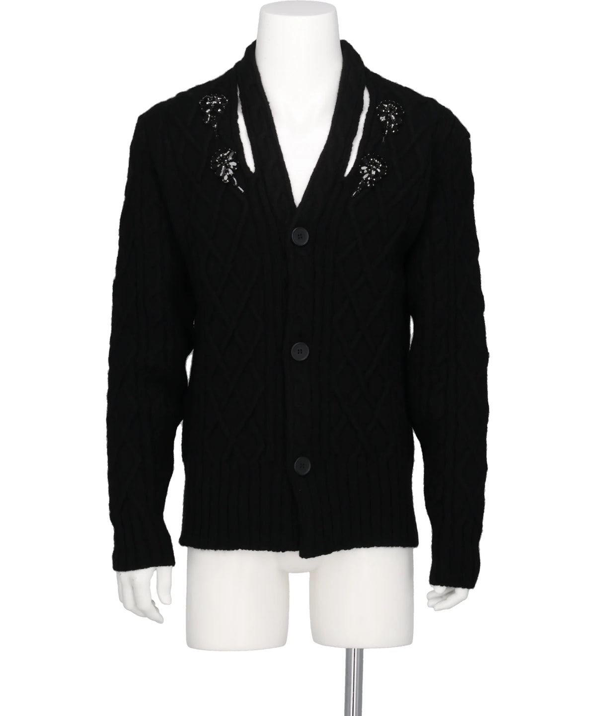 Simone Rocha CABLE KNIT SLASH CARDIGAN W/EMB