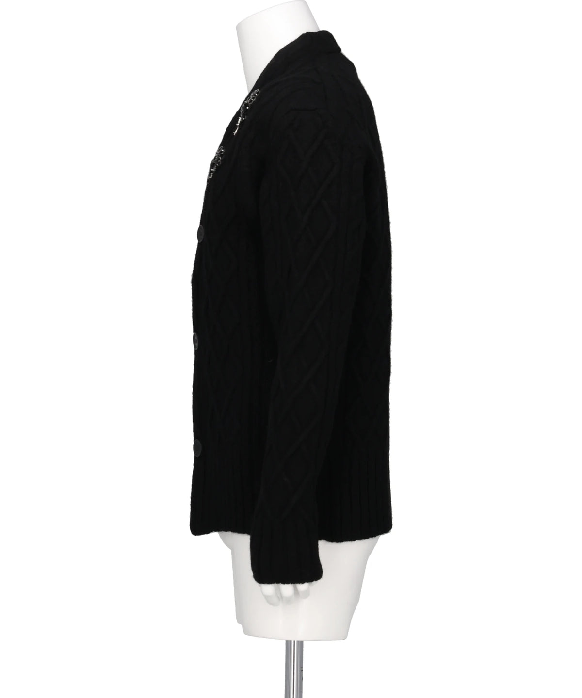 CABLE KNIT SLASH CARDIGAN W/EMB