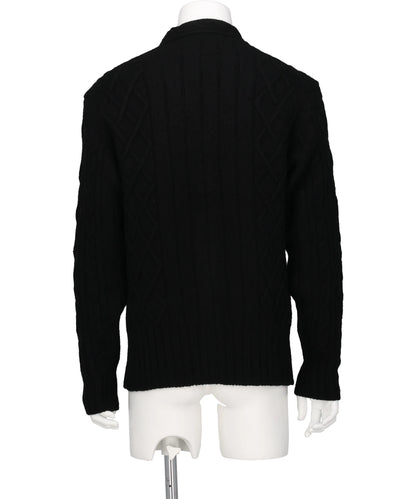 CABLE KNIT SLASH CARDIGAN W/EMB
