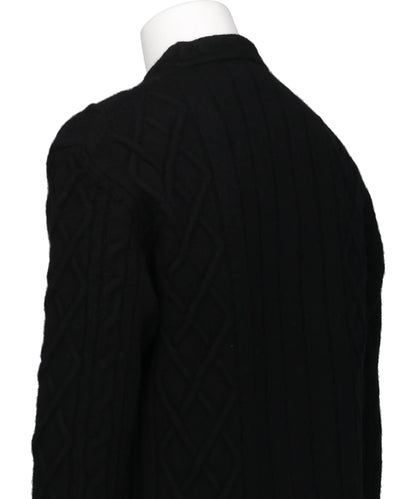 CABLE KNIT SLASH CARDIGAN W/EMB