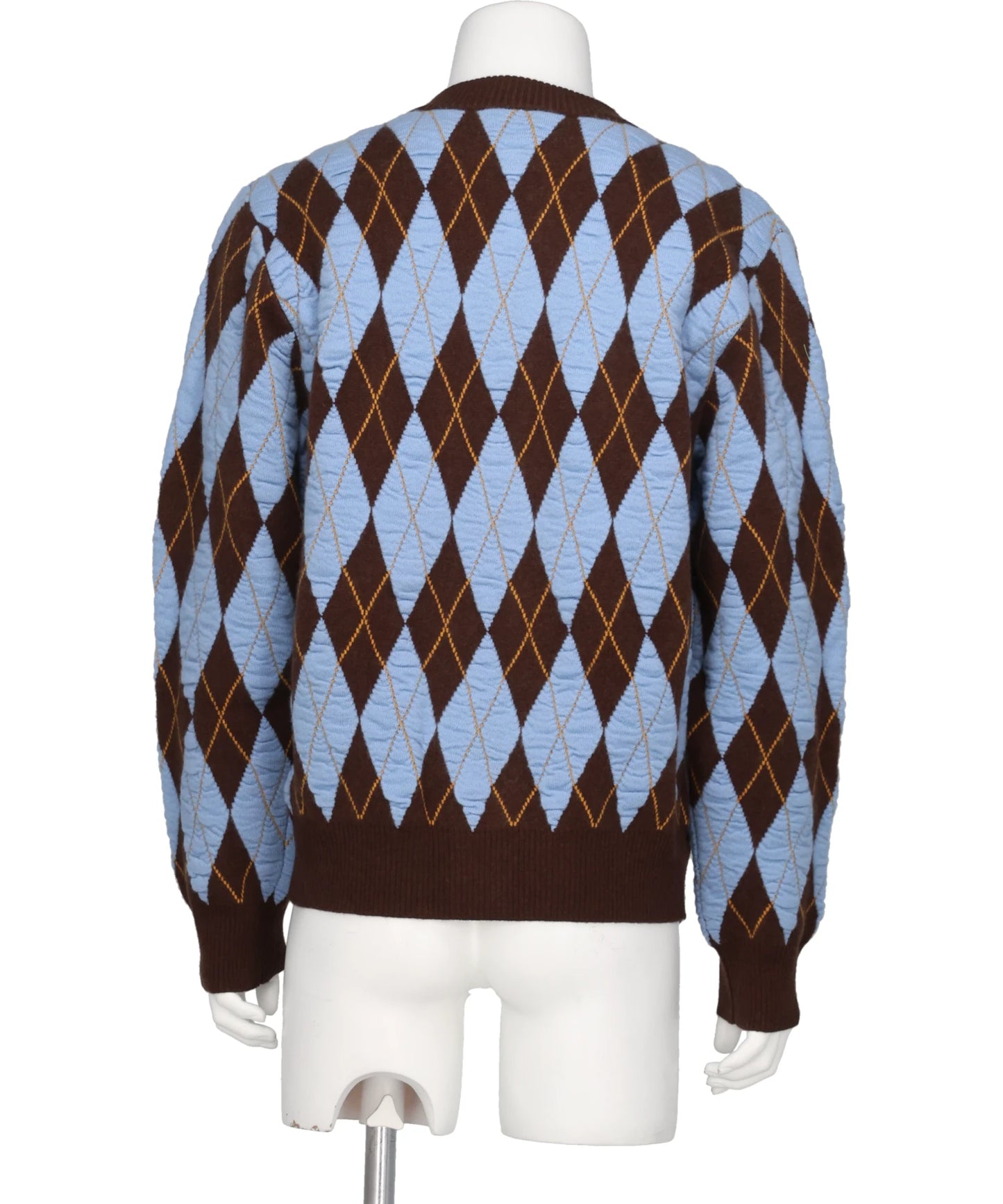 FELTED YARN ARGYLE CREW CARDIGAN