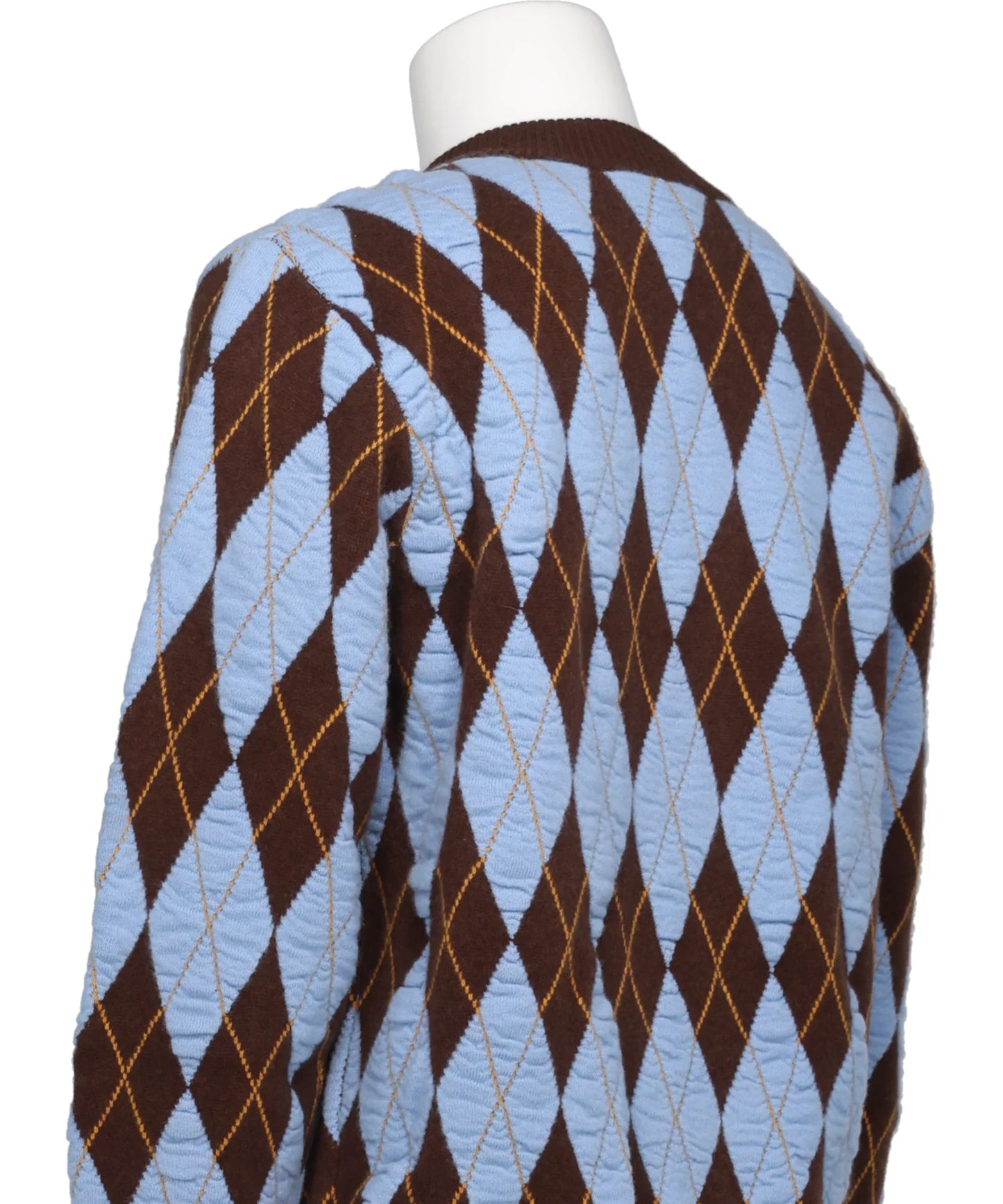 FELTED YARN ARGYLE CREW CARDIGAN