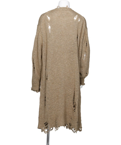 DAMAGED LOW-GAUGE LONG CARDIGAN
