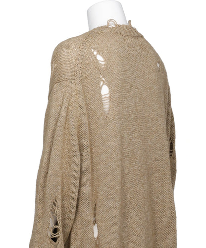 DAMAGED LOW-GAUGE LONG CARDIGAN