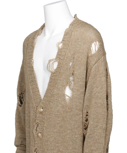 DAMAGED LOW-GAUGE LONG CARDIGAN