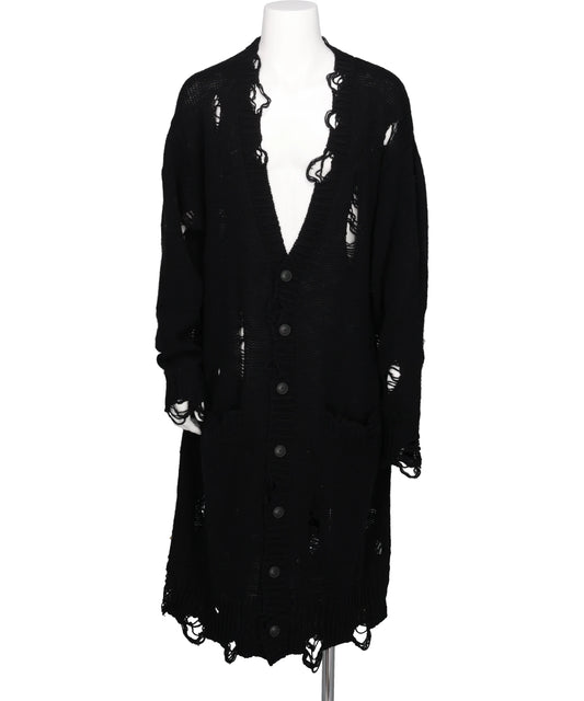 KAMIYA(カミヤ)DAMAGED LOW-GAUGE LONG CARDIGAN