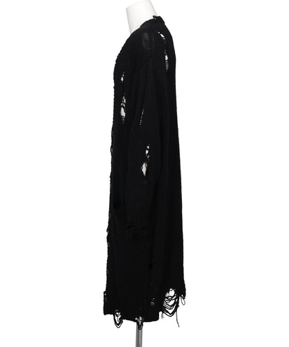 DAMAGED LOW-GAUGE LONG CARDIGAN