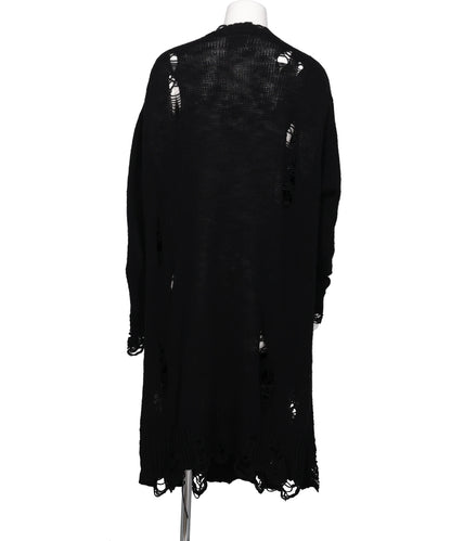DAMAGED LOW-GAUGE LONG CARDIGAN
