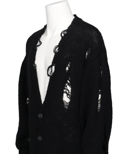 DAMAGED LOW-GAUGE LONG CARDIGAN