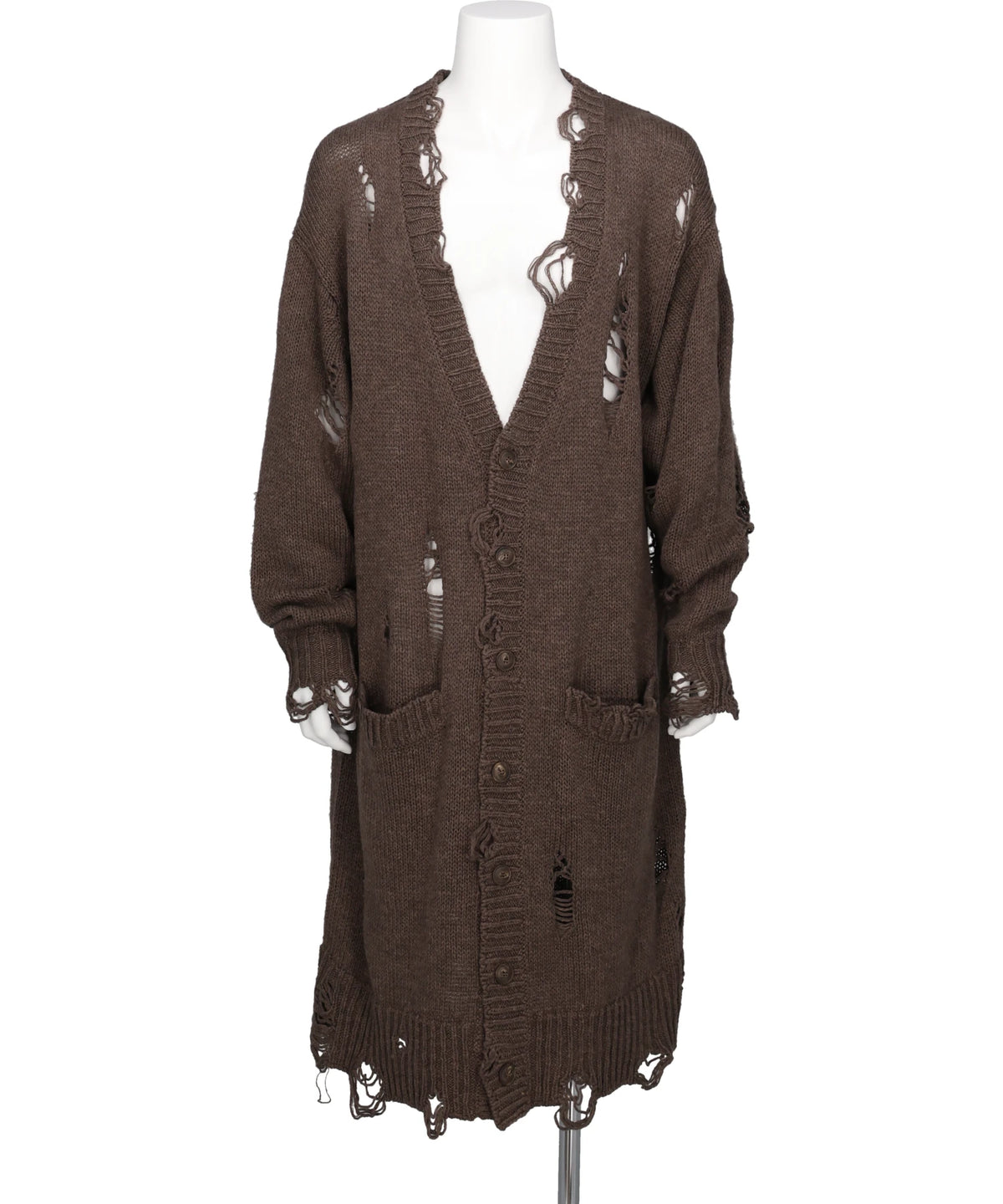 KAMIYA(カミヤ)DAMAGED LOW-GAUGE LONG CARDIGAN