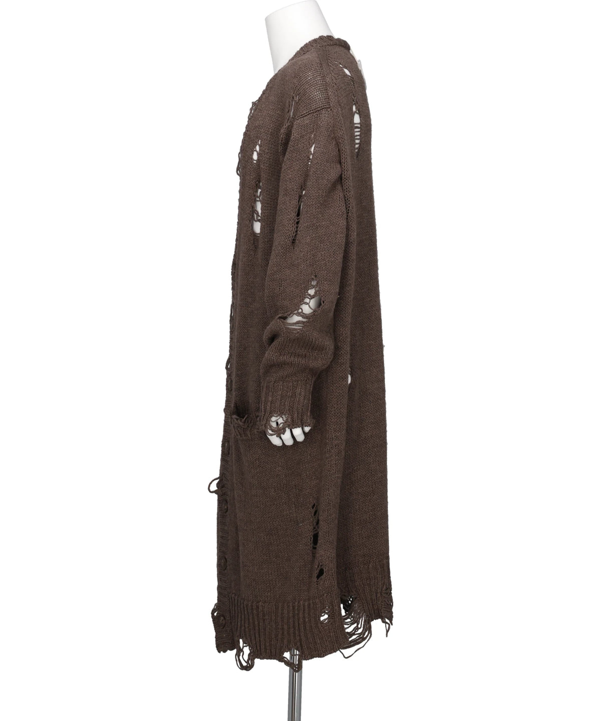 DAMAGED LOW-GAUGE LONG CARDIGAN
