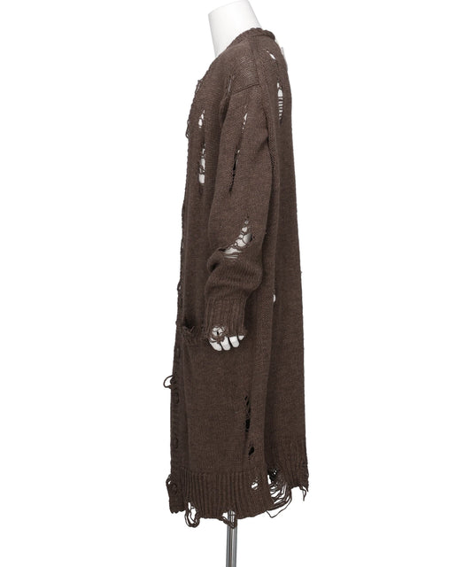 DAMAGED LOW-GAUGE LONG CARDIGAN
