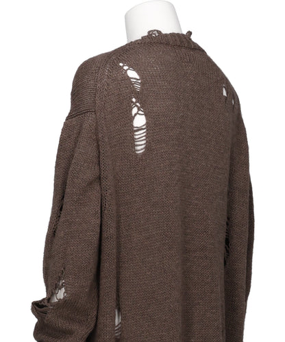 DAMAGED LOW-GAUGE LONG CARDIGAN